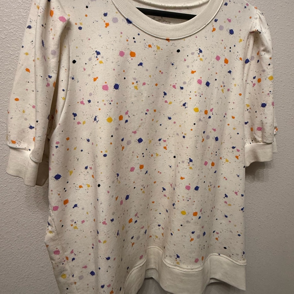 Color Speckled Short-Sleeve Sweatshirt